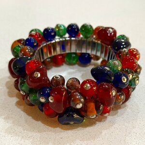 Watchband Style Bracelet with Multi-Color Beads